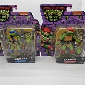 Lot of 2 TMNT Mutant Mayhem‎ Action Figures Leonardo & Raphael – Sealed NEW